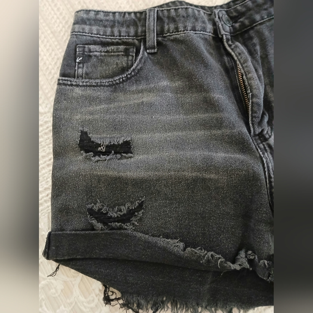 KanCan Women's BLACK Summer Distressed Denim JEAN cut-off SHORTS Size W 13 / 30 - Picture 4 of 7